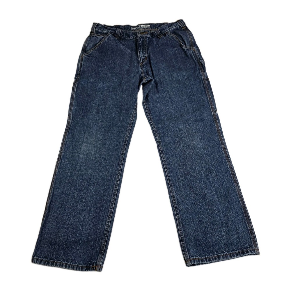 Carhartt Jeans Mens Size 33x30 Loose Straight  Utility Blue Denim Dungaree Pants